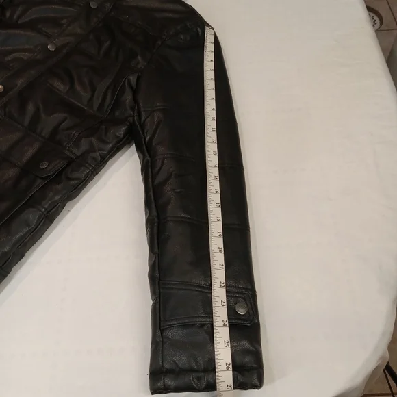 Emporio & co Men's Black Faux Leather Jacket with Cream Collar Size XL NWT - Picture 15 of 15